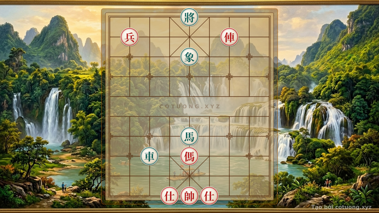 Thế cờ: Bí Kíp Phòng Thủ Thần Tốc: Phản Công Sau Lưng Tướng Đen Khi Xe Đỏ Truy Kích — Cờ Tướng Online