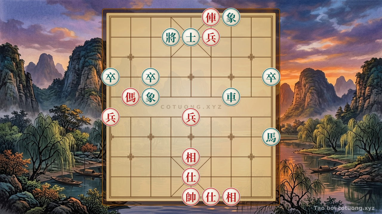 Thế cờ: Xiangqi: The Red Chariot's Victory with the '4th Rank Rook' Strategy Against the Black General - Advanced Chess Tactics — Cờ Tướng Online