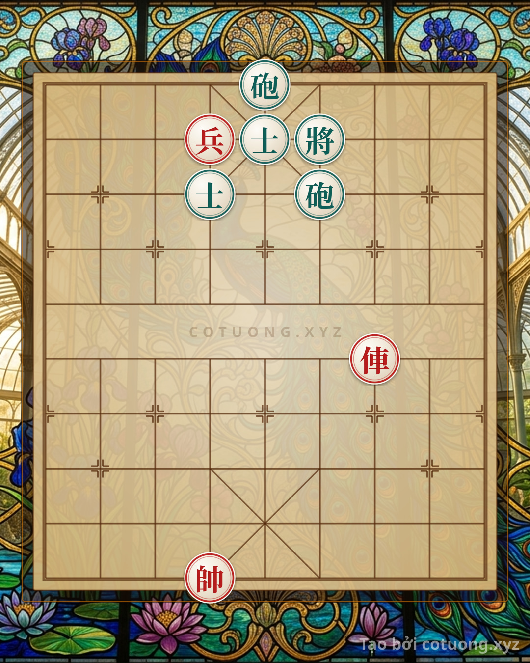 Thế cờ: Subtle Defense: Red Chariot Threatens, Black Cannon Counters in a Level 7 Xiangqi Position — Cờ Tướng Online