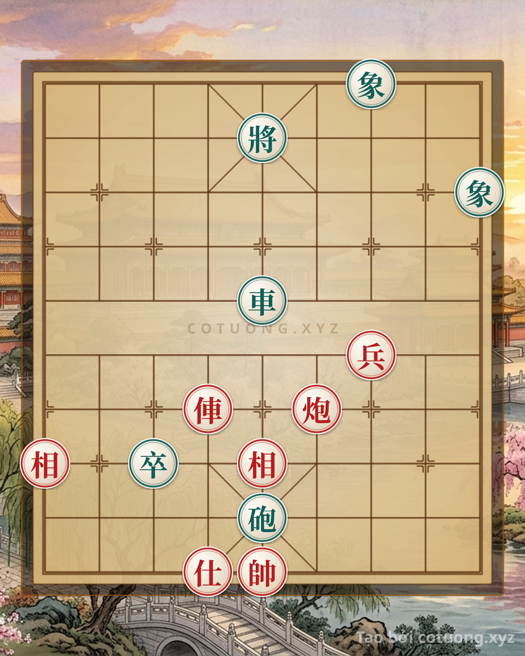 Challenge: Mystical Xiangqi Tips: Rook Cannon Pawn Advisor 2 Elephants vs. Rook Cannon Pawn 2 Elephants - The Battle at the Silver River - Can you solve it?