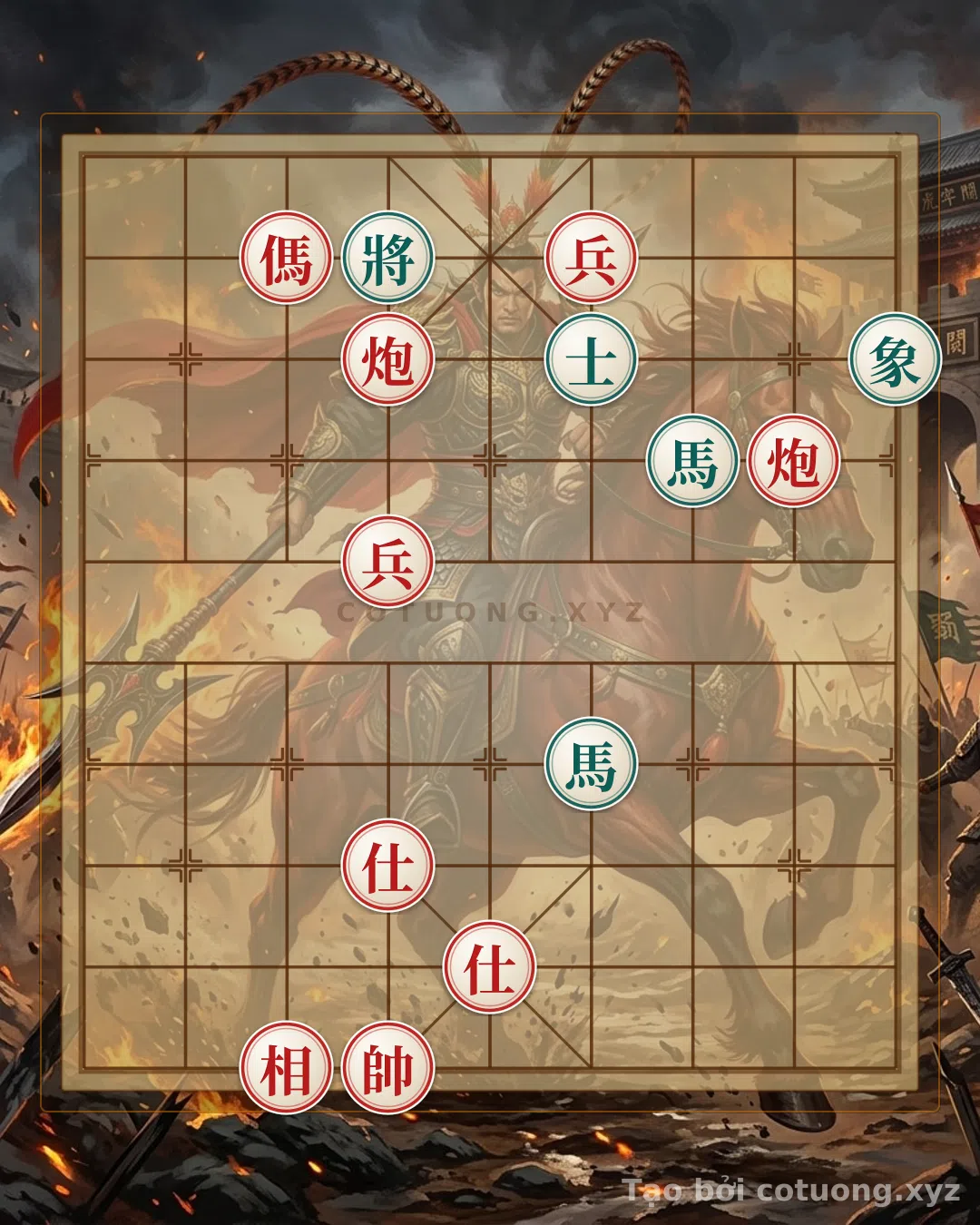 Thế cờ: Opening: Red Cannon Hidden Dragon, Black Horses Reveal - Xiangqi Position 2Cannons Horses 2Pawns 2Advisors Elephant vs 2Horses Advisor Elephant #e25e — Cờ Tướng Online