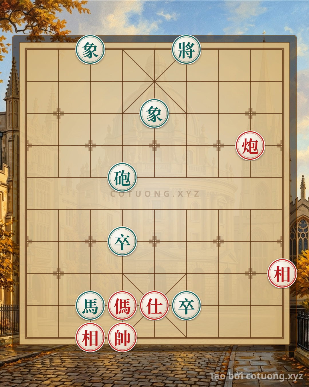 Challenge: The Difficult Xiangqi Position: Cannon Horse Advisor 2 Elephants vs. Cannon Horse 2 Pawns 2 Elephants - Learn Chess with AI - Can you solve it?