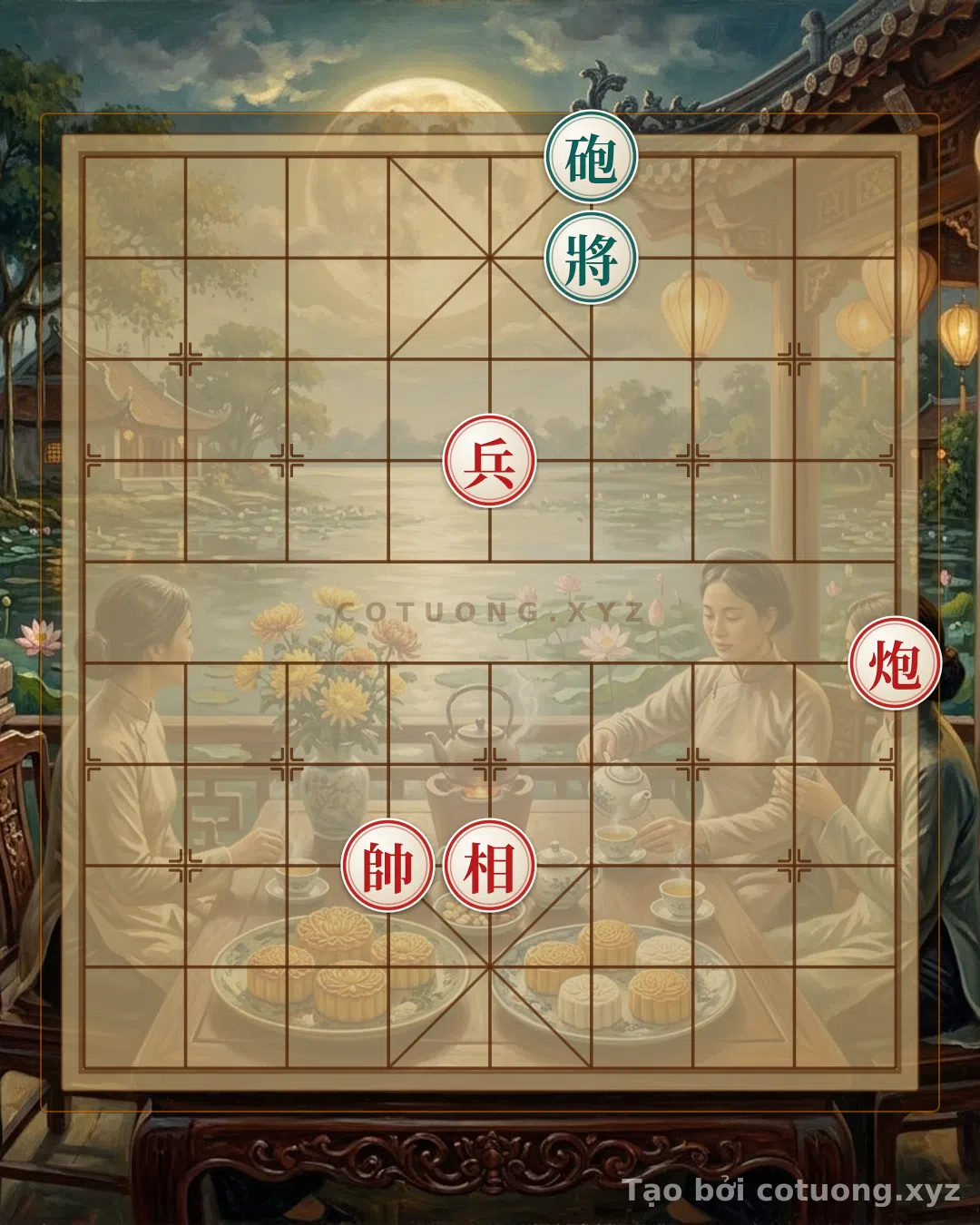Thế cờ: Black Cannon Trap on File 6 Rank 10: The 3-Move Checkmate Secret to Defeat the Red General — Cờ Tướng Online