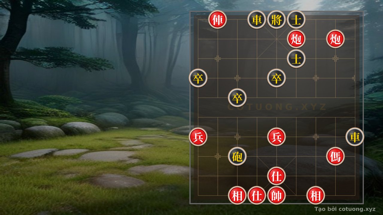 Thế cờ: The Secret of the Royal Cannon: The Jianghu Chessboard Crushes 2 Black Chariots in One Move! — Cờ Tướng Online