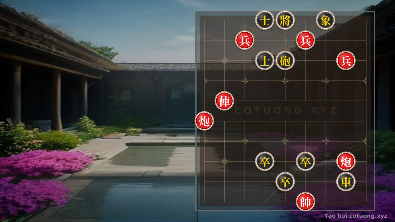 Thế cờ: Red's 'Empty Cannon' Formation: Defensive Tactics and Counterattack in a Level 1/10 Chess Game — Cờ Tướng Online