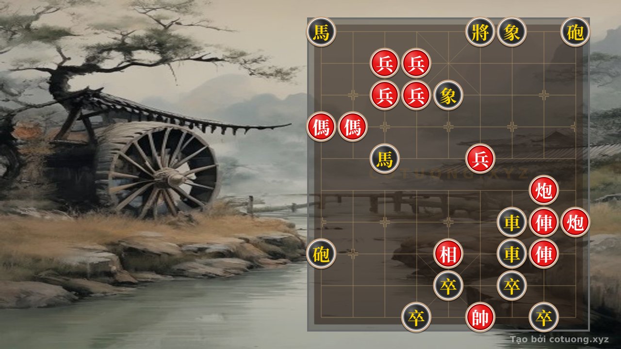 Thế cờ: Xiangqi: Black's Horse Attacks Red General with 'Straight Pin' - Brilliant Strategy — Cờ Tướng Online