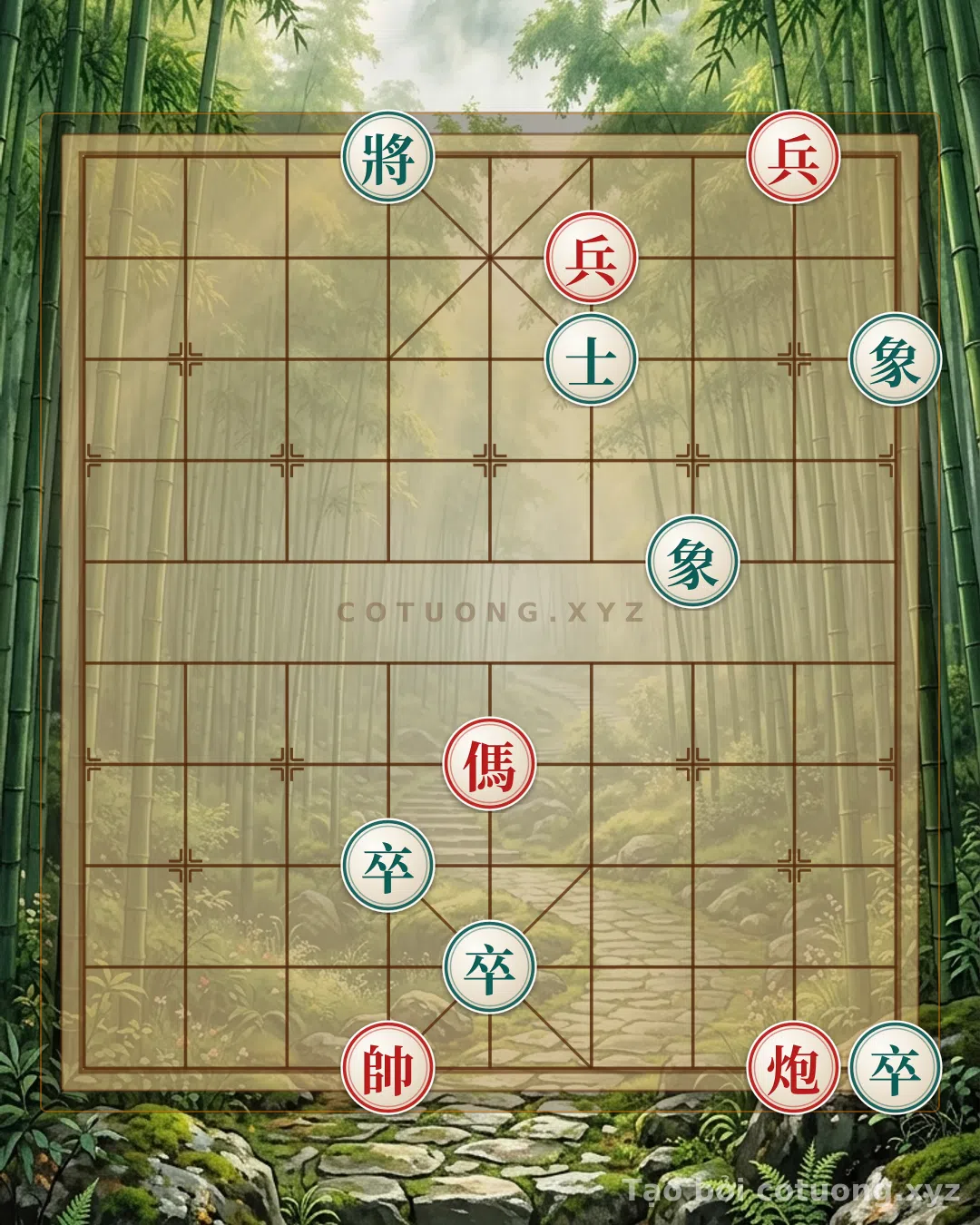 Thế cờ: The Secret Tactics of Xiangqi: The Red Cannon Horse Leap 2 Pawns Crush 3 Black Pawns - When Art Meets Victory — Cờ Tướng Online