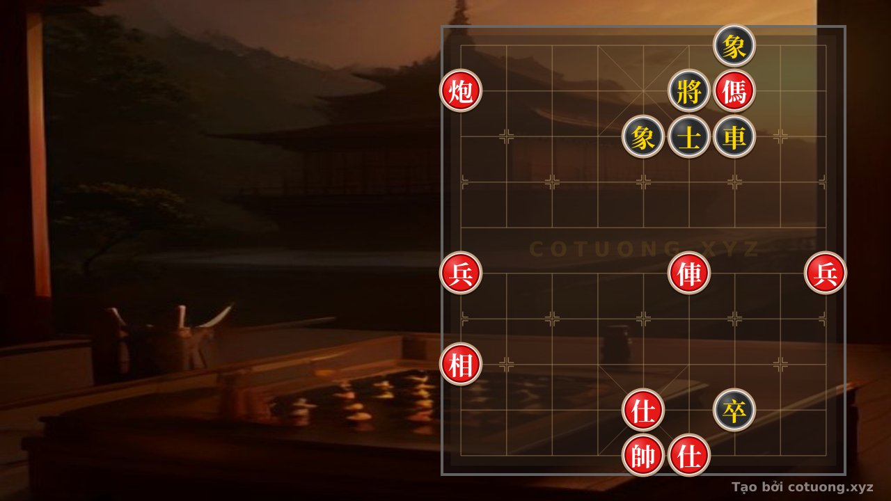 Thế cờ: Xiangqi Board: Red Cannon Retreats to File 9, Black Elephant Advances to File 7 - A Battle Between Military Strategy and Tactical Maneuvers — Cờ Tướng Online