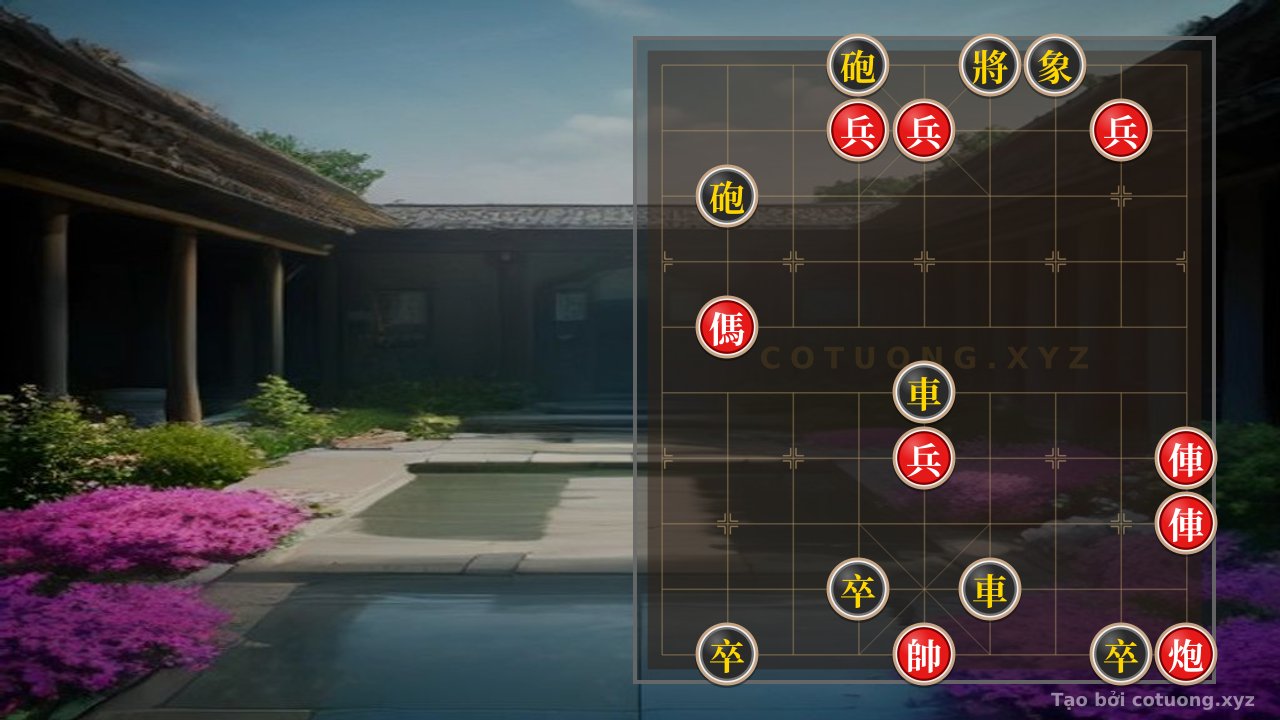 Thế cờ: Super Difficult Xiangqi: Red Chariot Attacks Straight on File 1, Black Cannon is Trapped - Extremely Tactical — Cờ Tướng Online