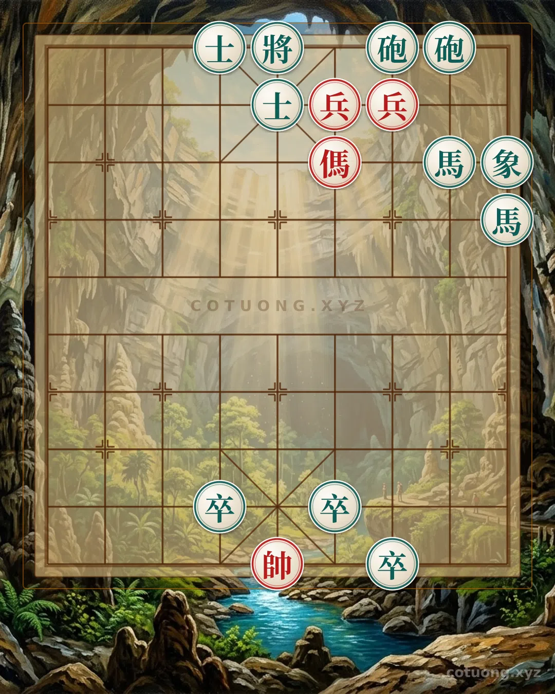 Thế cờ: The Mystery of the General's Board: The Deadly Trap from the Two Black Cannons and the Red Horse's Counterattack — Cờ Tướng Online