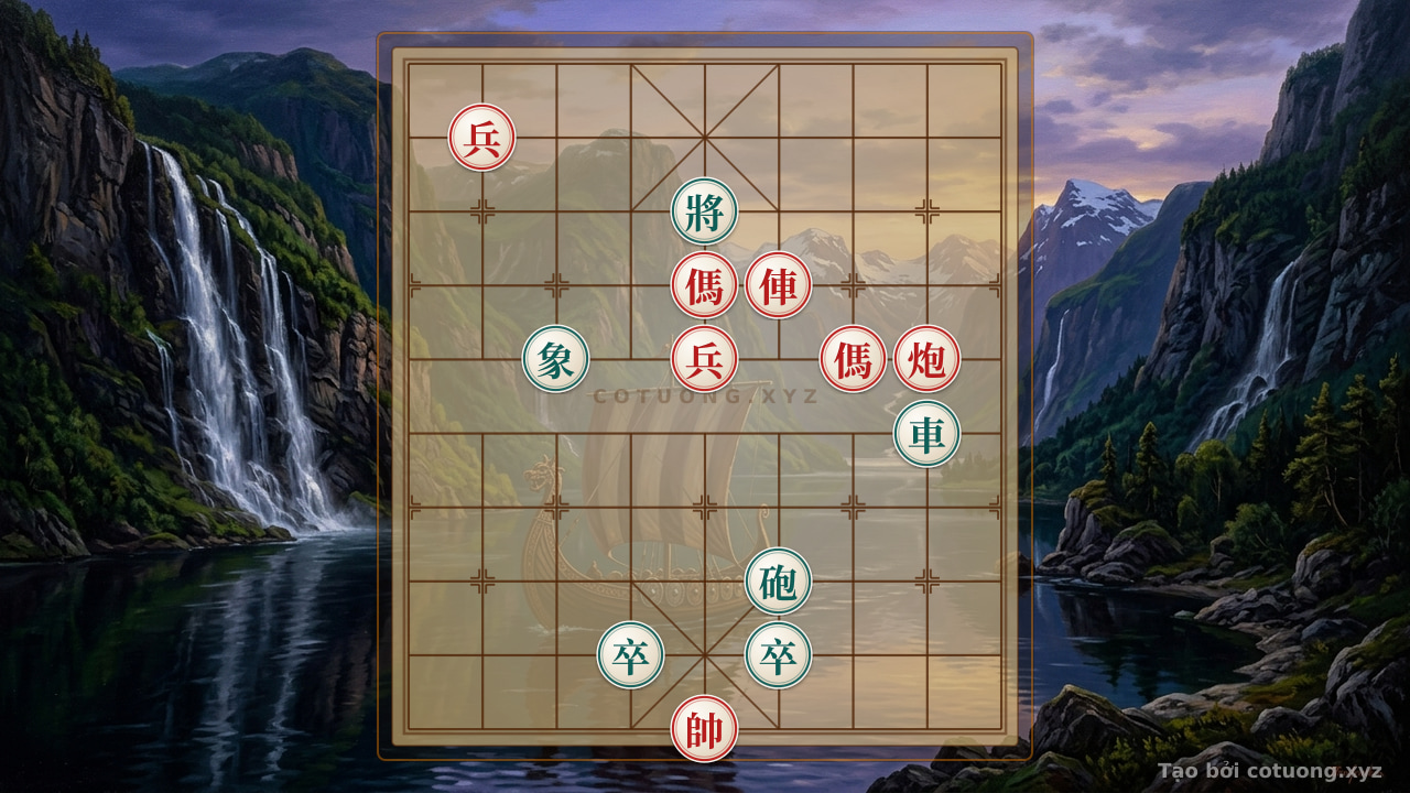 Thế cờ: Xiangqi (Chinese Chess) Position: Red Wins with Double Horses and Rook Thrust — Cờ Tướng Online