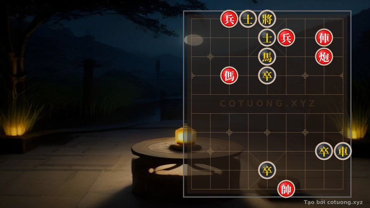 Thế cờ: Winning Strategy: Red Rook on File 2 and Red Cannon on File 2 vs. Black Horse on File 5 Rank 8 and Black Pawn on File 5 Rank 7 — Cờ Tướng Online