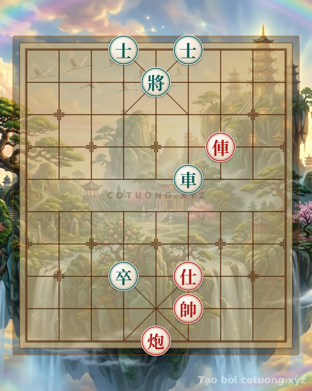 Challenge: Classic Checkmate: Rook Cannon Advisor vs. Rook Pawn 2Advisors - Learn Chess with AI - Can you solve it?
