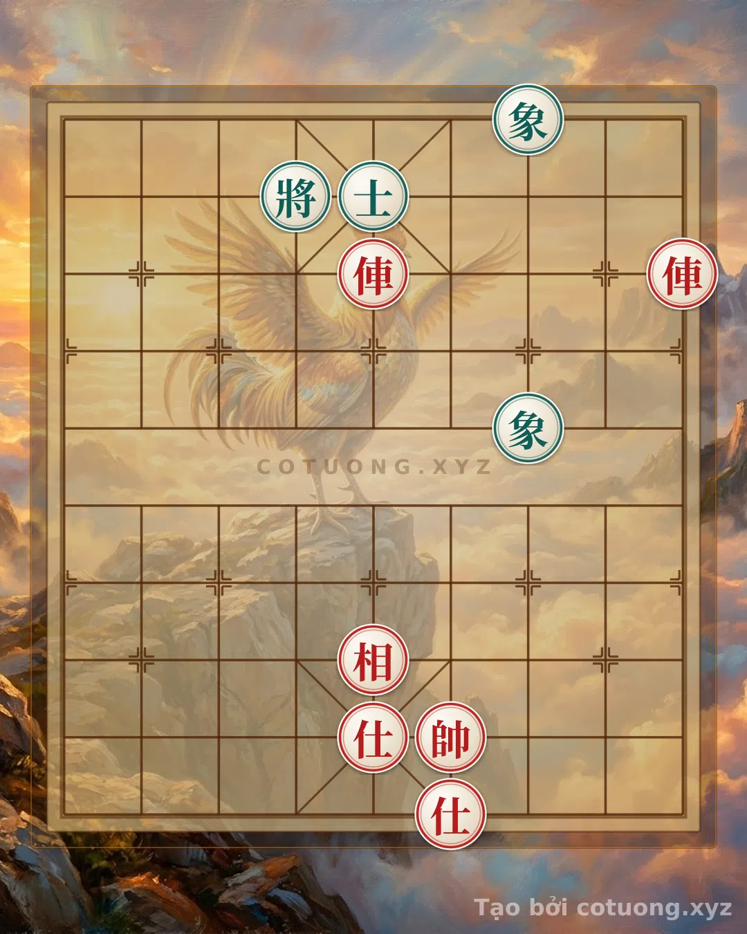 Thế cờ: The 'Double Chariot Trap' - A Brutal Endgame in Just 3 Moves, Black is Forced to Resign to Red's Killing Move — Cờ Tướng Online