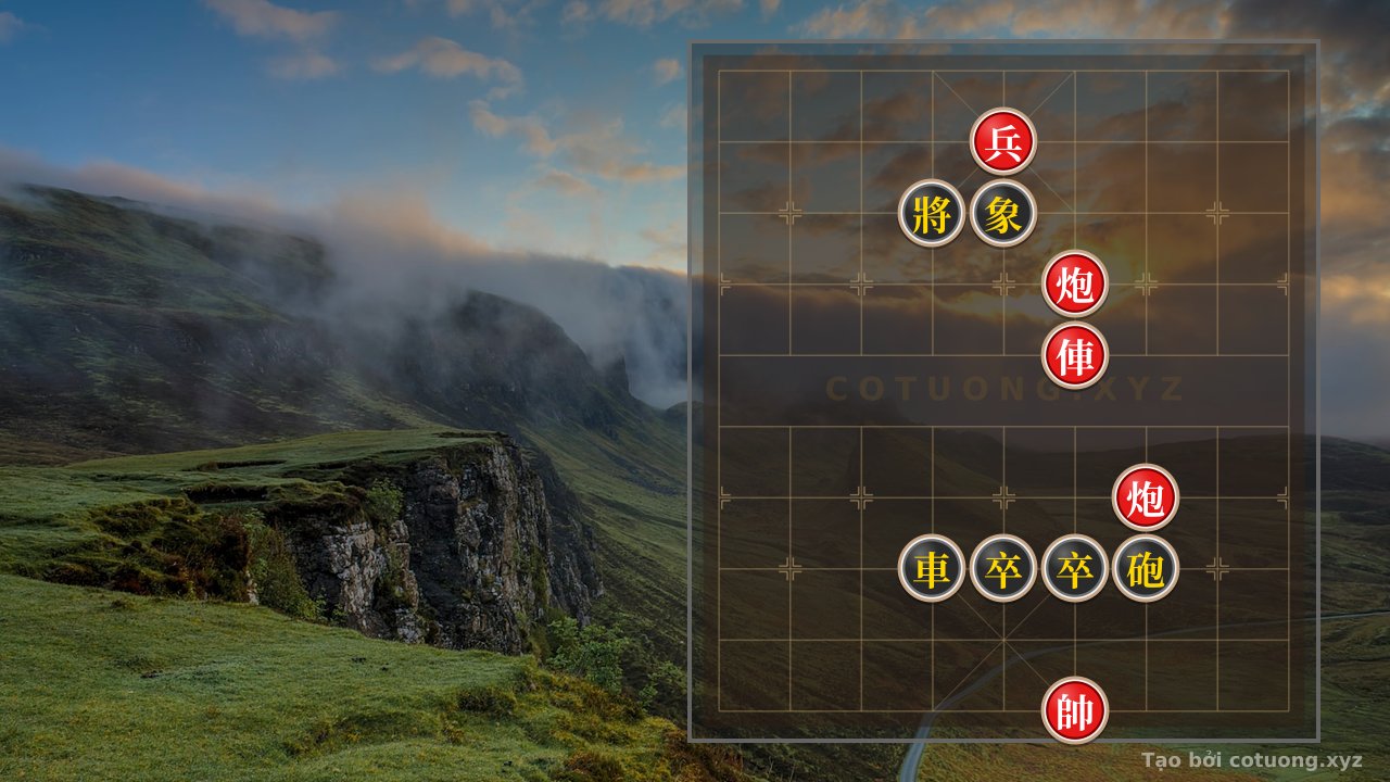Thế cờ: Battle of Red Cliffs: Red Cannon Strikes Straight on File 4 Rank 7 - Unstoppable Attack Plan — Cờ Tướng Online