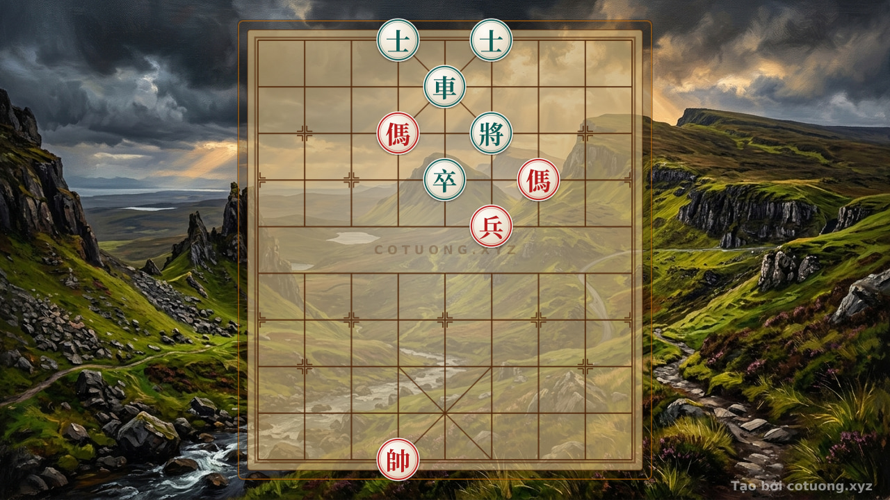 Thế cờ: The Cruel Endgame: Black's Rook vs. Red's Double Horses, Is There an Escape? — Cờ Tướng Online
