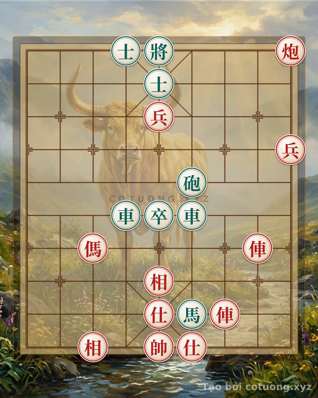 Thế cờ: Red General Chess: The Strategy of Two Horses Interlocking Legs in an Exciting Battle — Cờ Tướng Online