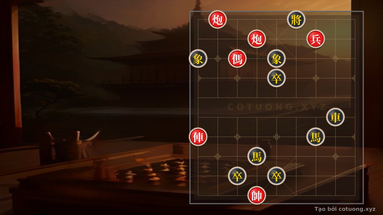 Thế cờ: Battle of the Titans: Red Cannon Surrounds Black General in Classic Chess Formation — Cờ Tướng Online