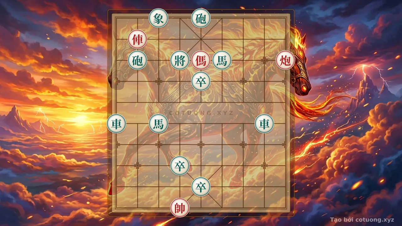 Thế cờ: Double Red Horse Trap: Defensive Strategies for Black in a Brutal Endgame — Cờ Tướng Online