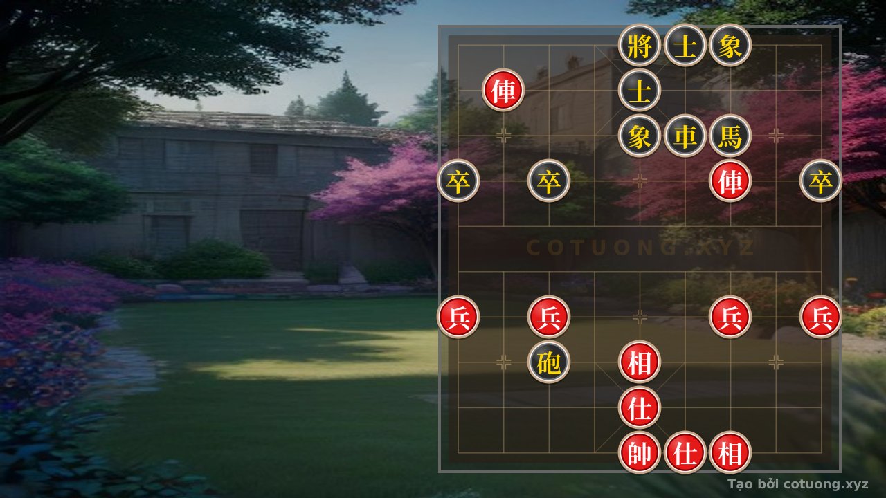 Thế cờ: Xiangqi Position: Red Controls, Black Counters - Double Horse Leg Strategy — Cờ Tướng Online