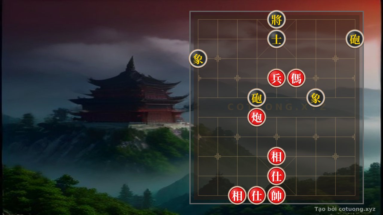 Thế cờ: Xiangqi Puzzle #8793: When the Red Cannon Horse Charges Against the Black Double Cannons - A Decisive Move in One Move — Cờ Tướng Online