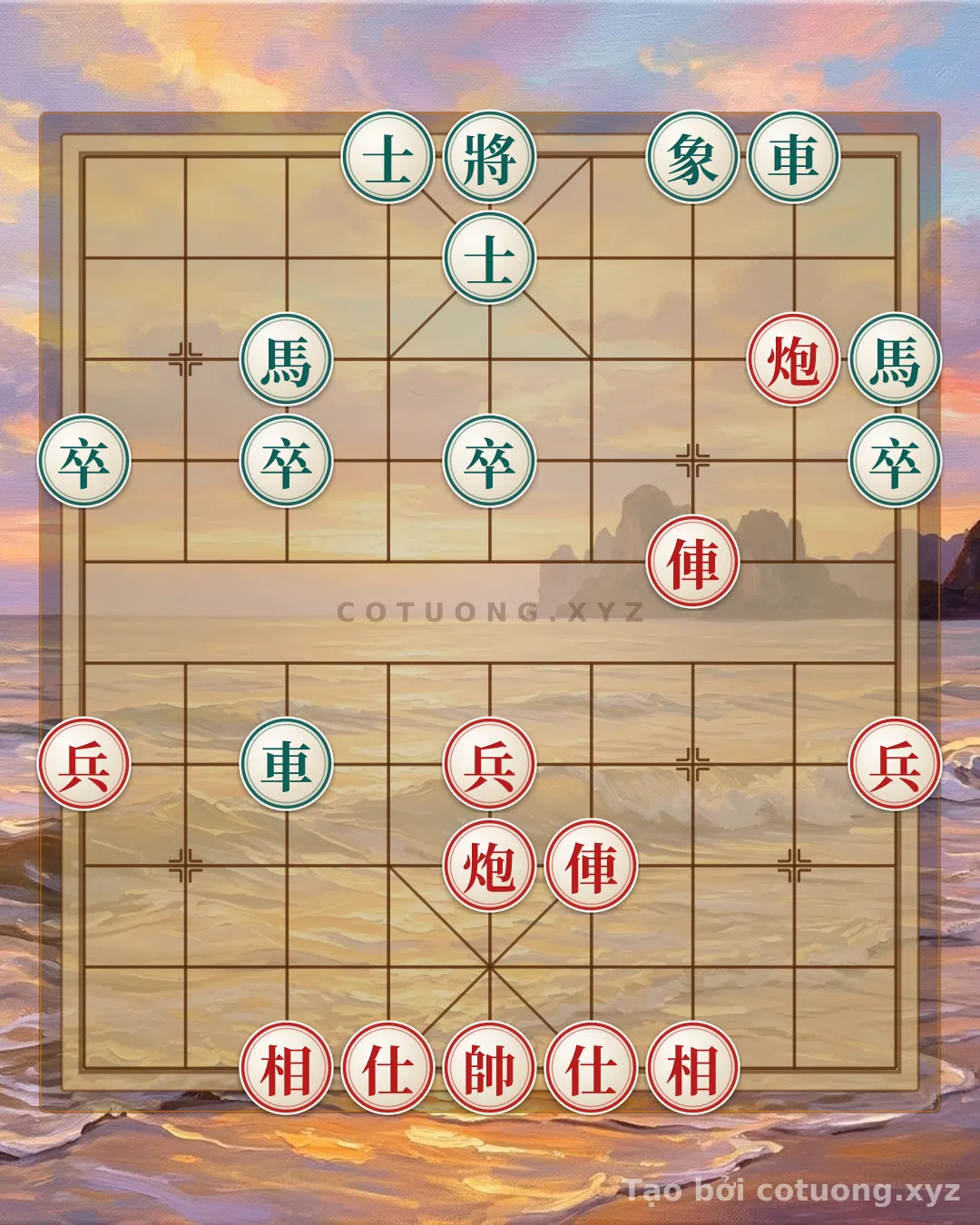 Thế cờ: Xiangqi Scenario: Red Chariot Rushes, Black Cannon Trapped - 'Master Strategist' Script — Cờ Tướng Online