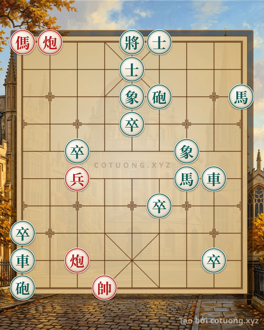 Challenge: Classic Killing Moves: 2 Cannons, 1 Horse, and 1 Pawn Crush 2 Chariots, 2 Cannons, 2 Horses, and 5 Pawns in Jianghu Chess Formation #6529 - Can you solve it?