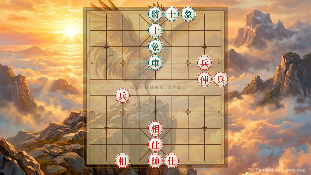 Thế cờ: Mystical Chess Tactics: The Red Chariot with Three Pawns Crushes the Black Chariot in a Life-and-Death Battle on File 5 — Cờ Tướng Online