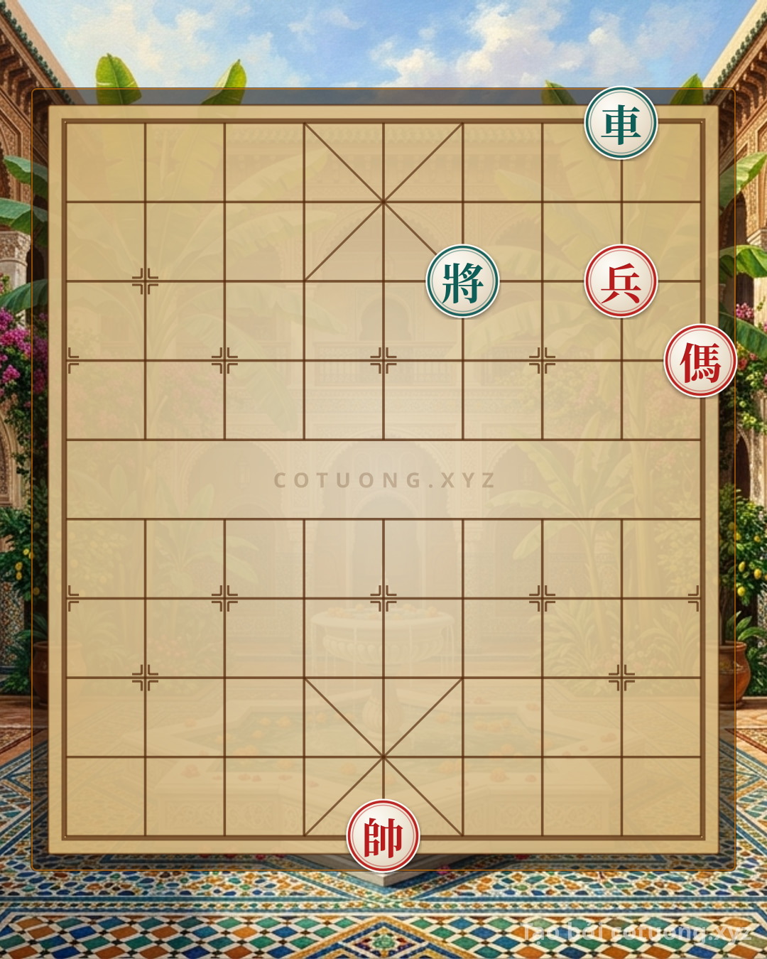 Thế cờ: Xiangqi: Black Chariot vs Red Double Horses - Tactical Challenge Level 1/10 — Cờ Tướng Online