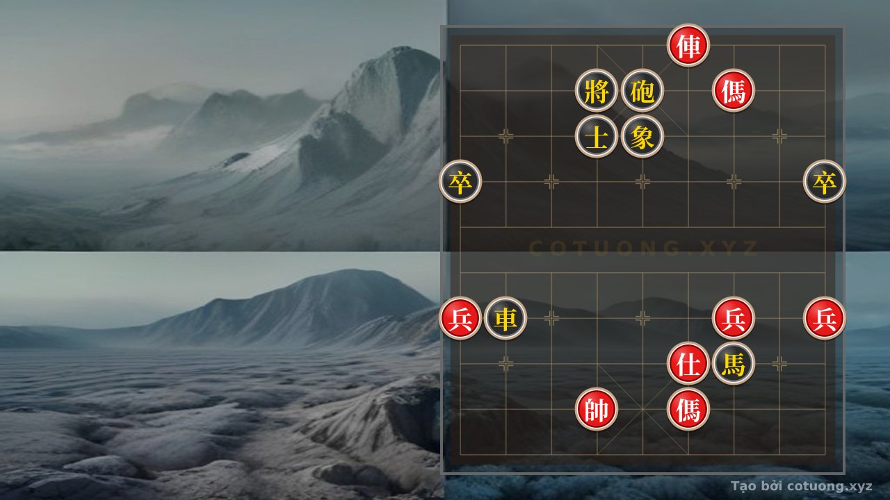 Thế cờ: The Ultimate Xiangqi Endgame Trap: Red's Rook, 2 Horses, and 3 Pawns Crush Black's Rook Cannon Horse and 2 Pawns in One Unexpected Move! — Cờ Tướng Online
