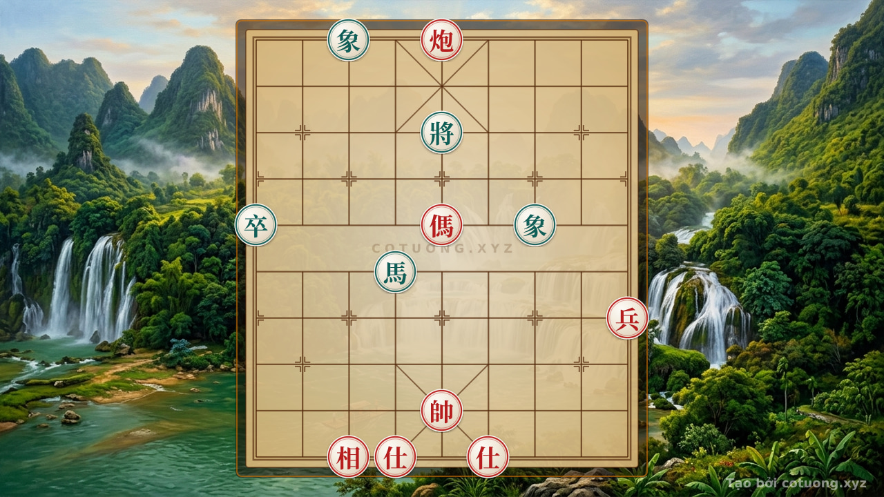 Thế cờ: Hidden Endgame: Cannon Horse Pawn Battles with Twin Bishops - When the Chessboard Becomes a Life Journey — Cờ Tướng Online