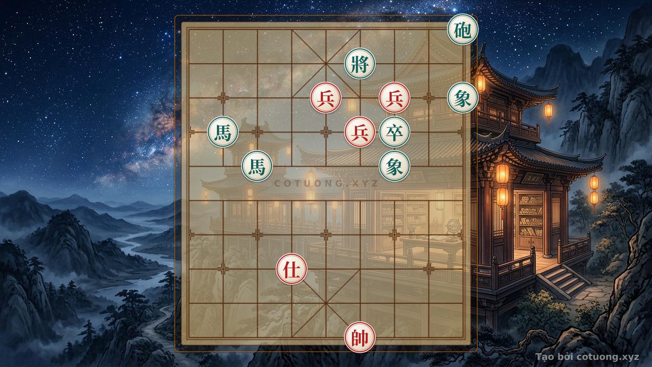 Thế cờ: Xiangqi: Red 'Fire Attack' - Black Cannon Trap on File 9 Rank 10 — Cờ Tướng Online