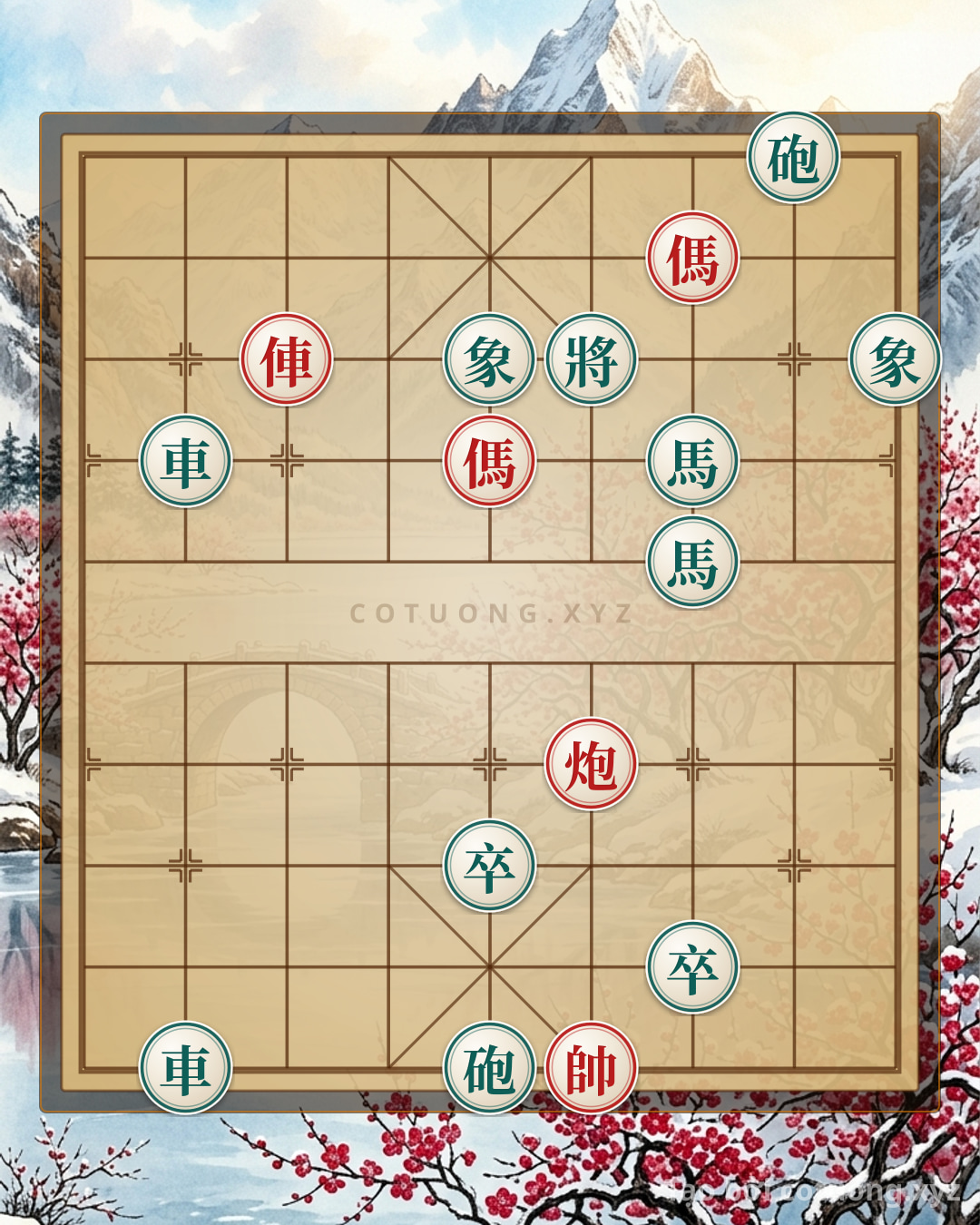 Challenge: Defensive Counterattack Strategy: How Red Breaks Black's Pao (Cannon) Attack in the Double Horse Face-to-Face Formation - Can you solve it?