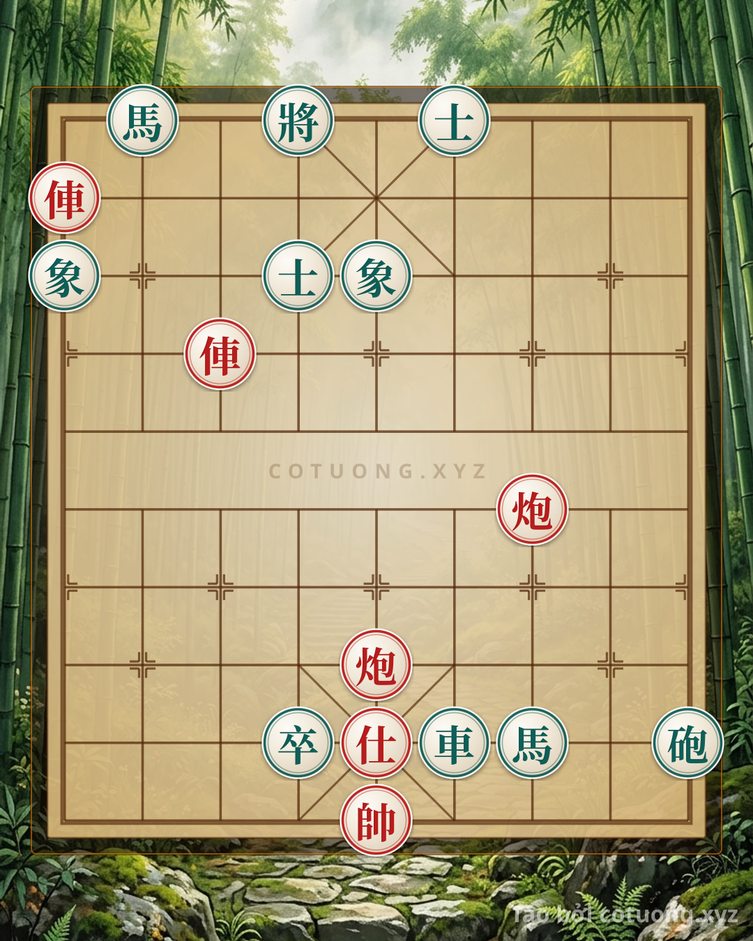 Thế cờ: Red Chariot at Column 9: Brutal Counterattack Tactics in the Double Horse Face-to-Face Formation — Cờ Tướng Online