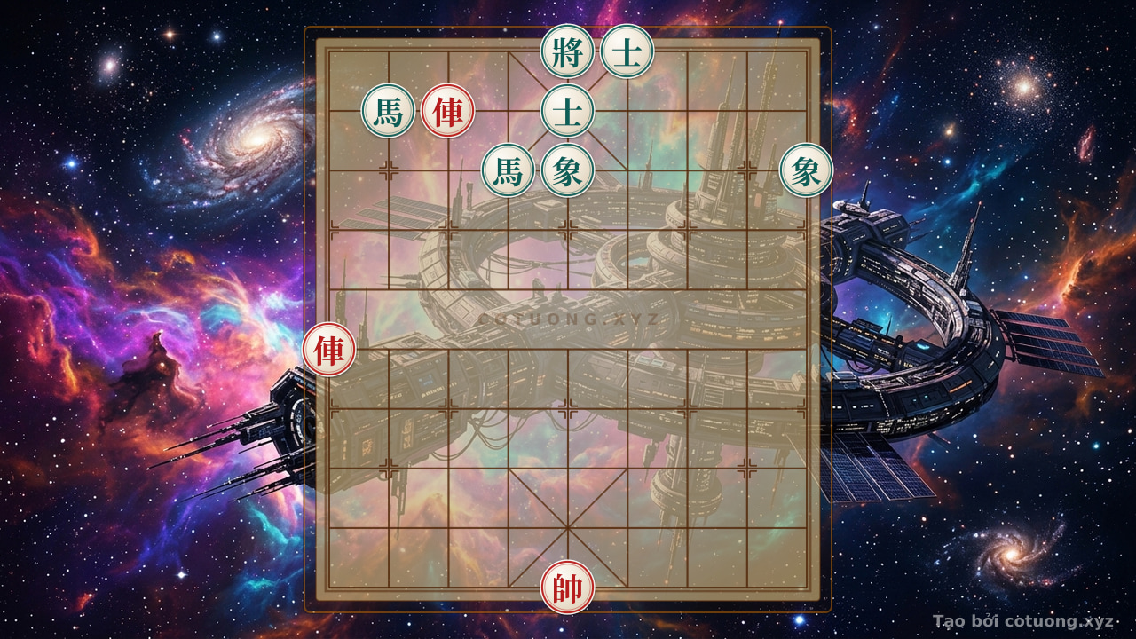 Thế cờ: Red Chariot Rushes Straight, Black General Just Sits and Waits: A Xiangqi Endgame with Only 2 Chariots and 1 General — Cờ Tướng Online