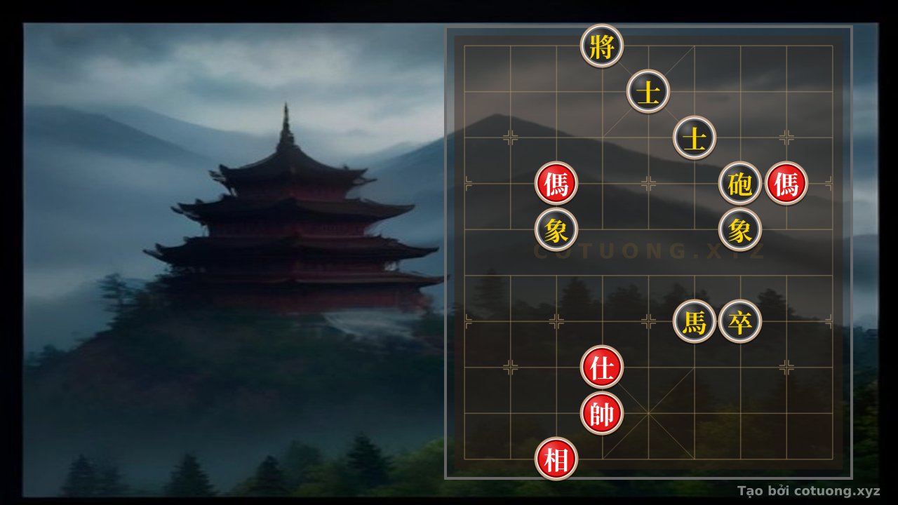 Thế cờ: Red General Chess: Two Red Horses Face Off, Cannon Challenges - Basic Tactics — Cờ Tướng Online
