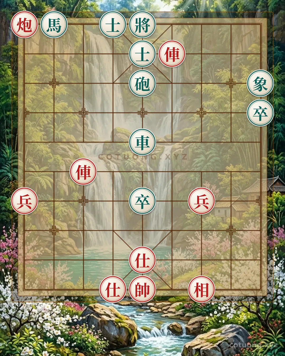 Thế cờ: The Hidden Trick to Reverse the Dangerous Xiangqi Position: When Red's Two Rooks and Cannon Face Black's Horse and Cannon — Cờ Tướng Online