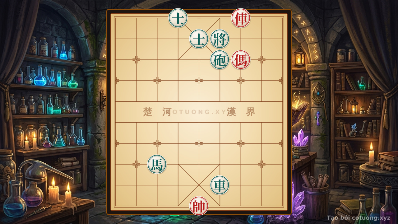 Thế cờ: Red Strategy: Double Horse Trap in a Level 1/10 Xiangqi Formation — Cờ Tướng Online