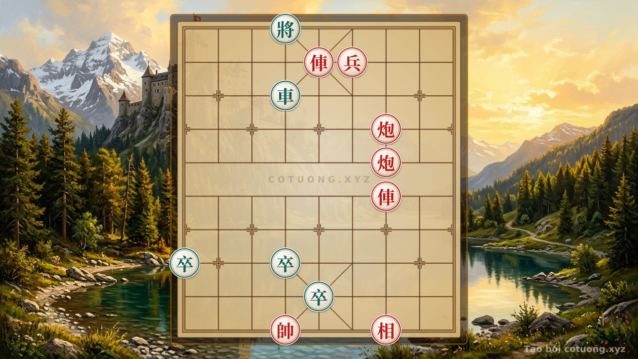 Thế cờ: Xiangqi: Black's Tactical Counterplay with Black Chariot on File 4 Rank 8 — Cờ Tướng Online