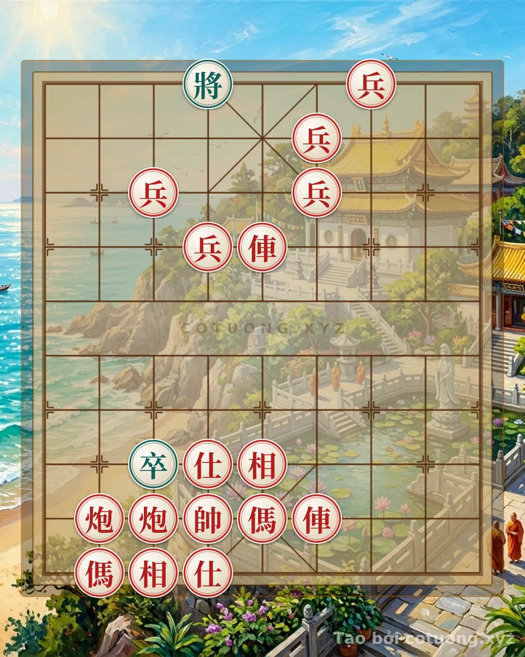 Thế cờ: Black Falls into Red's 'Double Horse Trap': A Brutal Checkmate on the Board — Cờ Tướng Online