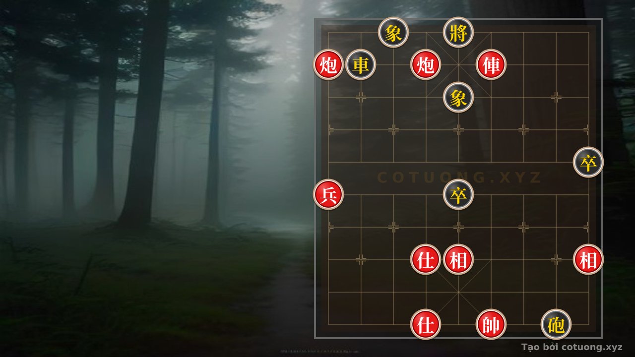 Thế cờ: Endgame #5b45: 2 Cannons 1 Chariot 2 Pawns 2 Advisors 2 Elephants vs. 1 Chariot 1 Cannon 2 Pawns 2 Elephants - Fastest Checkmate Tactics — Cờ Tướng Online