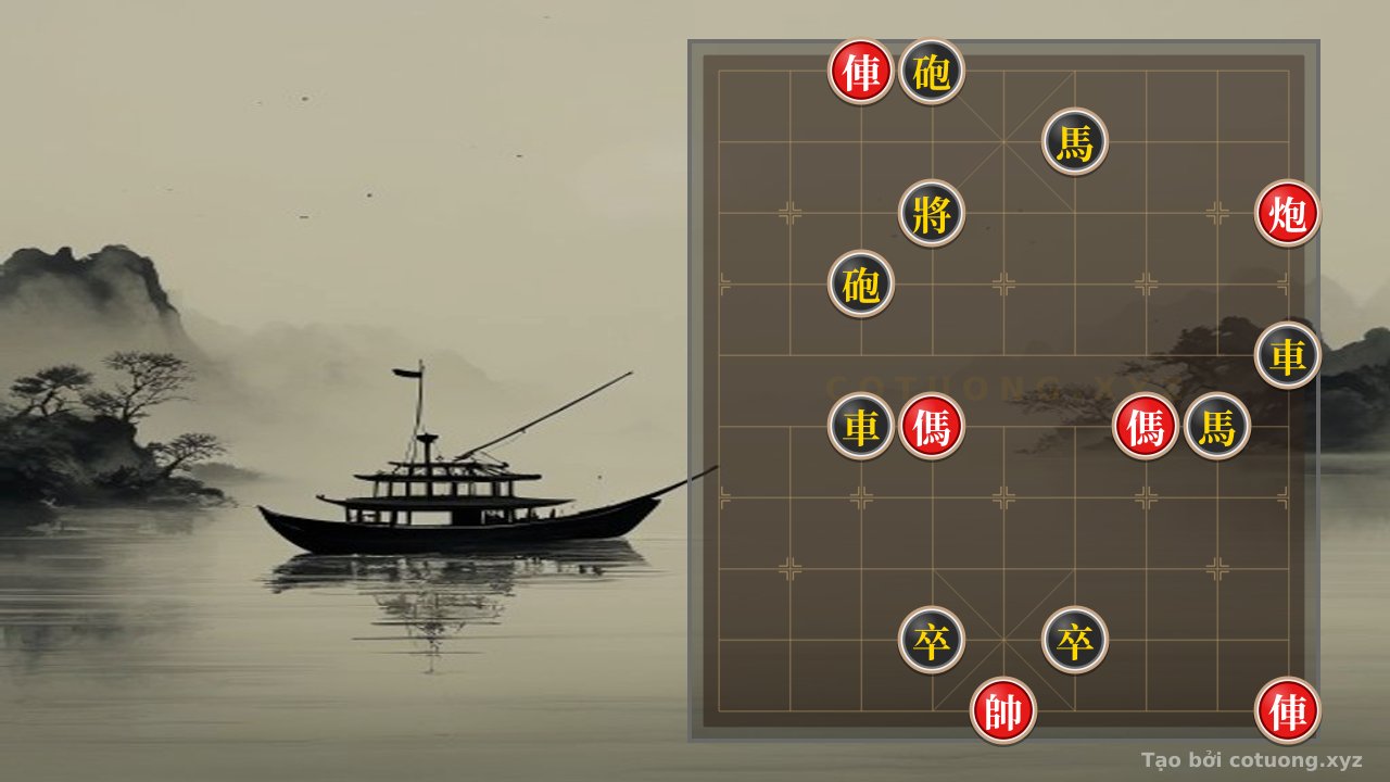 Thế cờ: Song Mã Song Xe Đỏ: Unexpected Counterattack on the Unique General's Chessboard — Cờ Tướng Online