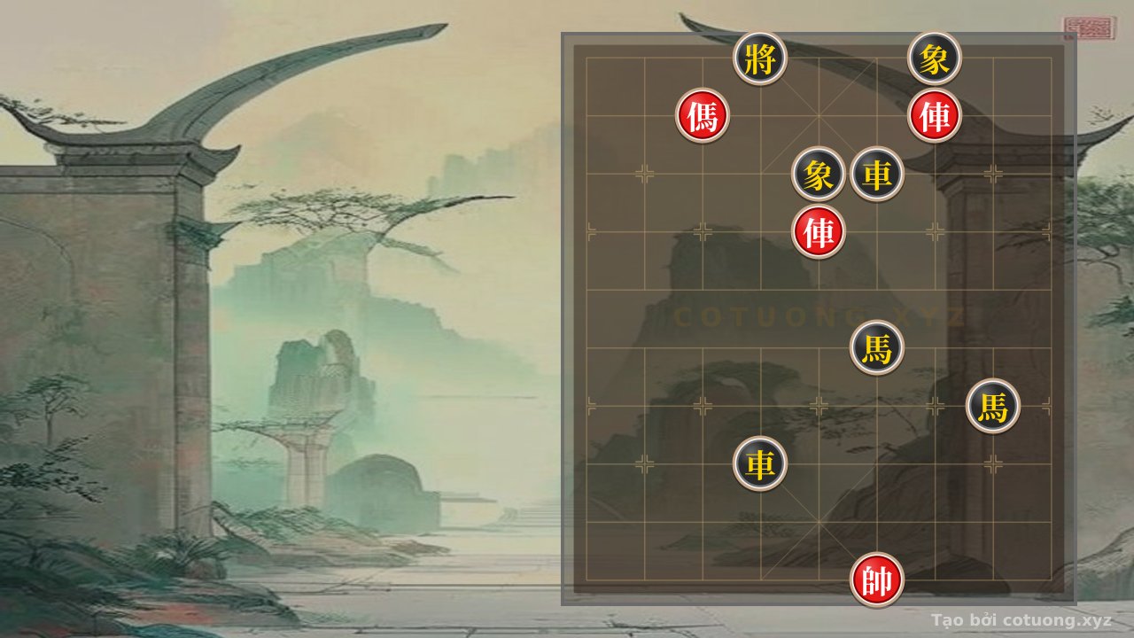 Thế cờ: Super Difficult Xiangqi: Red's Elephant and Chariot Attack, Black Gets 'Cannon Shot' Across the Board — Cờ Tướng Online