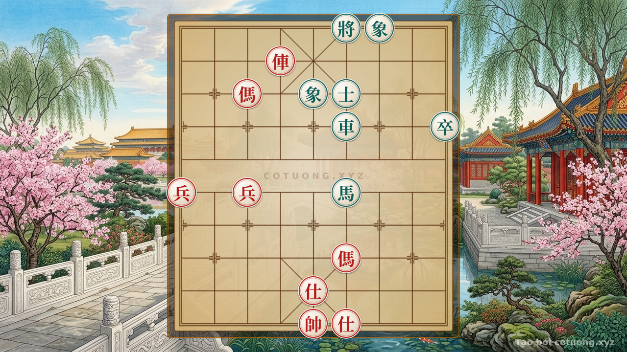 Thế cờ: Xiangqi: Red's Strategy Defeats Two Black Horses - 'Brutal Offensive' Plan — Cờ Tướng Online