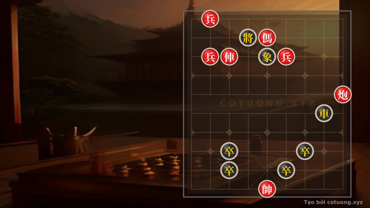 Thế cờ: Super Difficult Xiangqi: Red Chariot Exposed on 7th Rank, 8th File - Black's Checkmate Solution — Cờ Tướng Online