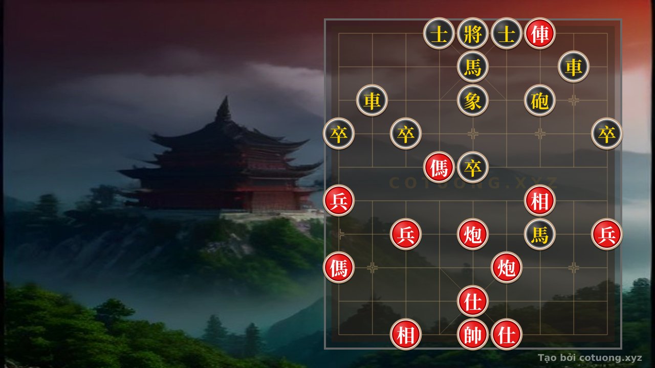 Thế cờ: Xiangqi: Red General's Iron-Fisted Offensive - A Bold Strategy — Cờ Tướng Online