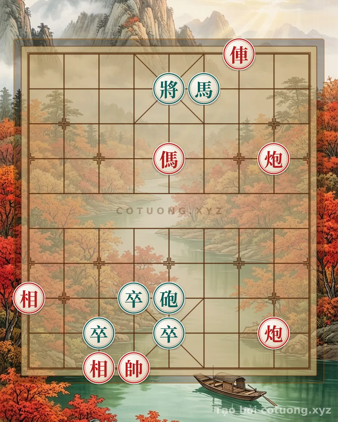 Thế cờ: The Classic Trap: Red Rook and Two Cannons vs. Black Horse and Three Pawns – The Legendary Battle of Courage and Patience — Cờ Tướng Online