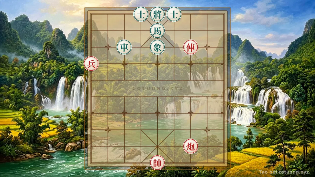 Thế cờ: Xiangqi: Black-Red Tactics - 'Black Chariot on Rank 8, File 3' Position — Cờ Tướng Online