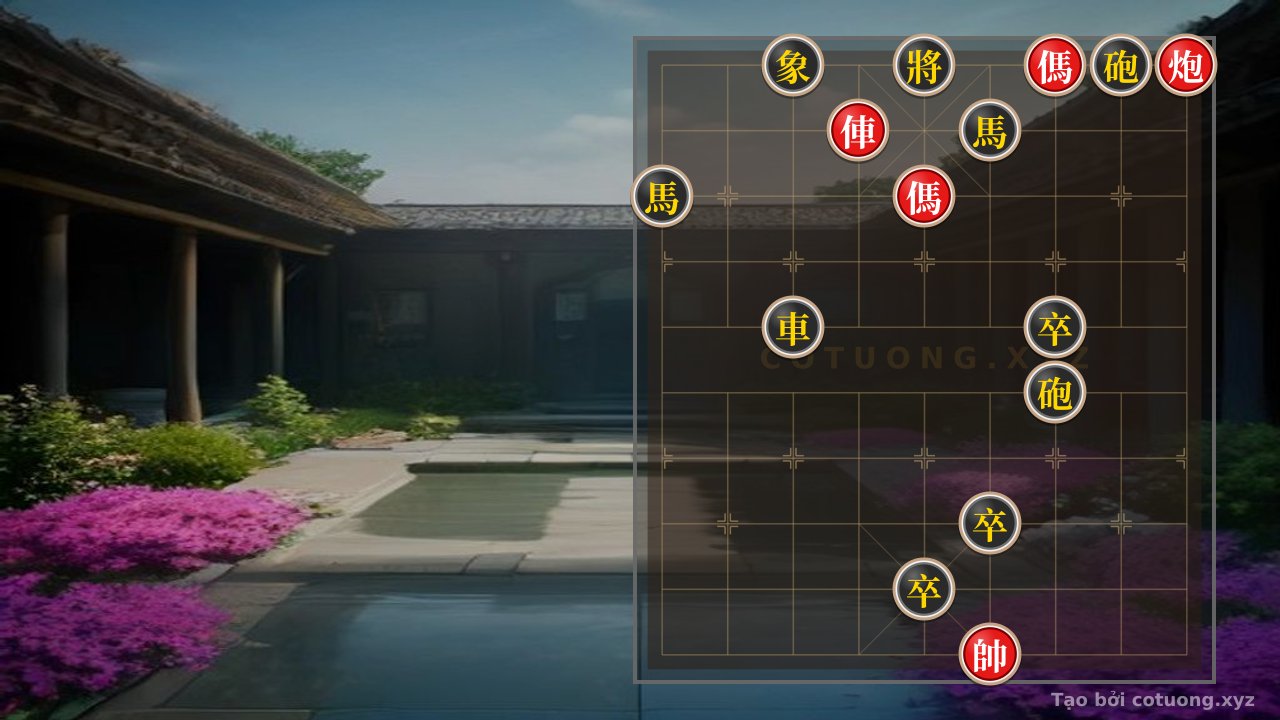 Thế cờ: Tactics of Damage: The Coordinated Rook-Horse-Cannon Strike Breaks the Black's Defensive Formation in an Imaginary Chess Position — Cờ Tướng Online