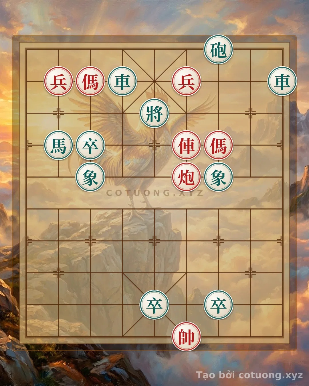 Thế cờ: Legendary Endgame: When the Red Rook and Cannon Face Two Black Horses - The Mysteries of the Sorrowful Move in Online Xiangqi — Cờ Tướng Online